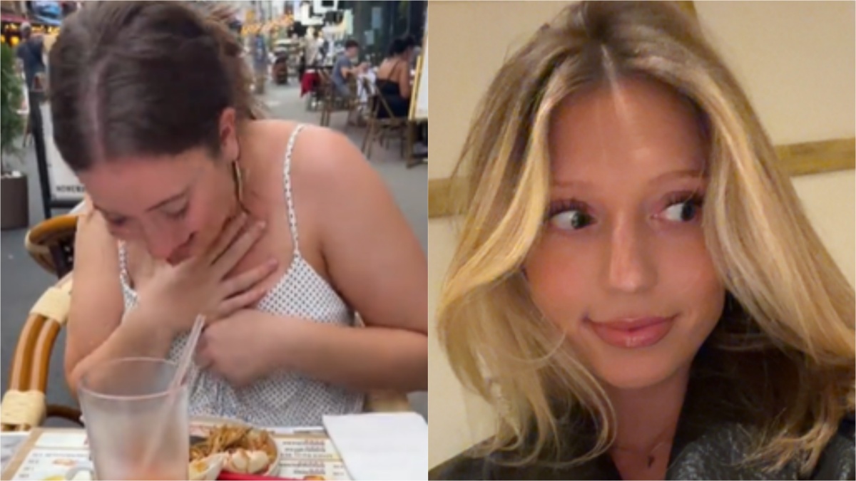 TikTok creator Annie discusses a surprising interaction with a waiter after ordering food at a New York restaurant.